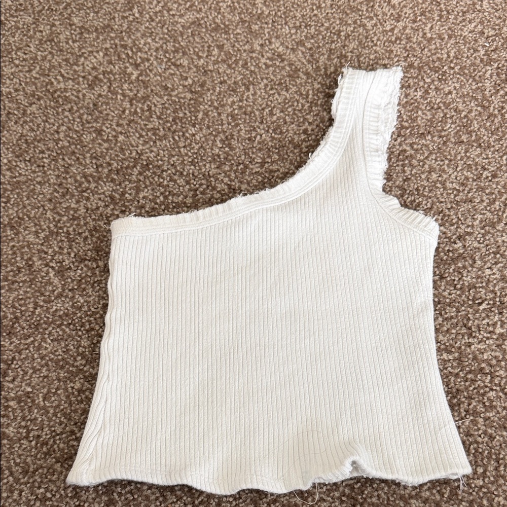 Urban Outfitters White One-Shoulder Crop Top